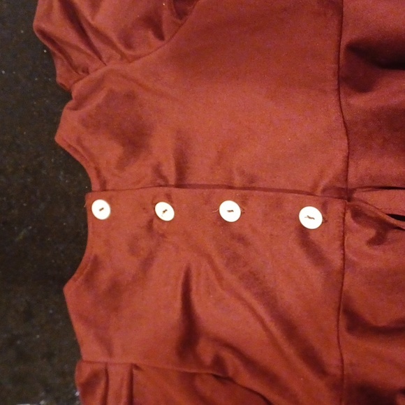Mipounet like new French designer lantern sleeve dress button back puff 6 velvet - Picture 7 of 8